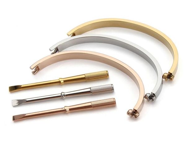 

love bracelet 925s stainless steel bangles women men screw screwdriver bracelets gold silver rose womens jewelry gift with box set6760730, Black