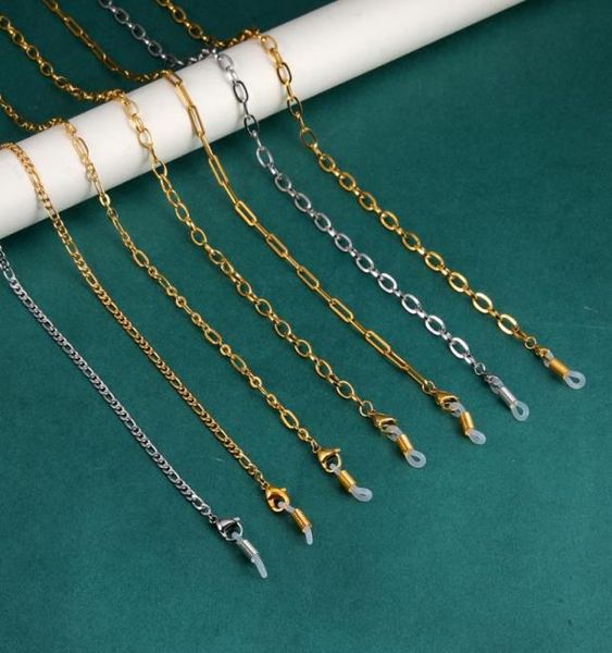 

chains gold color face masks chain necklace for women men stainless steel glasses holder sunglasses strap rope neck cord9573789, Silver