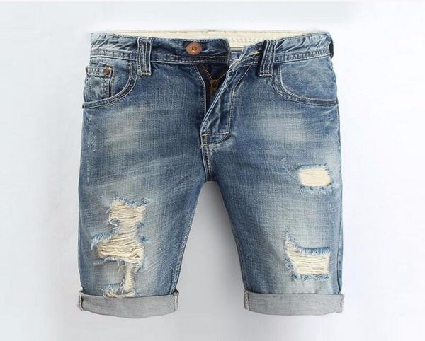 

men jeans 2016 summer casual men jeans shorts hole fashion knee length ripped jean for men brand pants shorts2278907, Blue