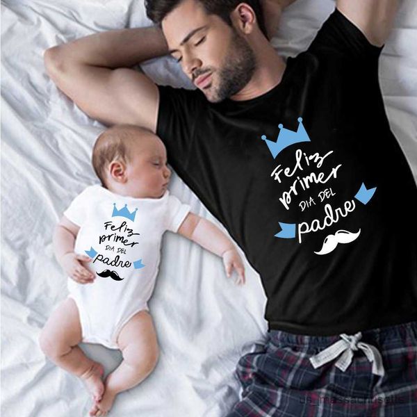 

family matching outfits our first father's day funny and me family matching outfits cotton father daughter son ropa clothes fathers day, Blue