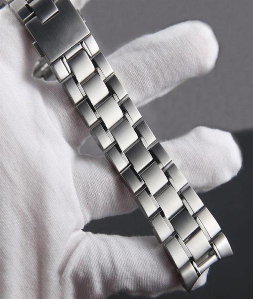 

curved end brushed watch band brand 20mm 22mm new silver pure polished solid bracelets317n3345660, Black;brown