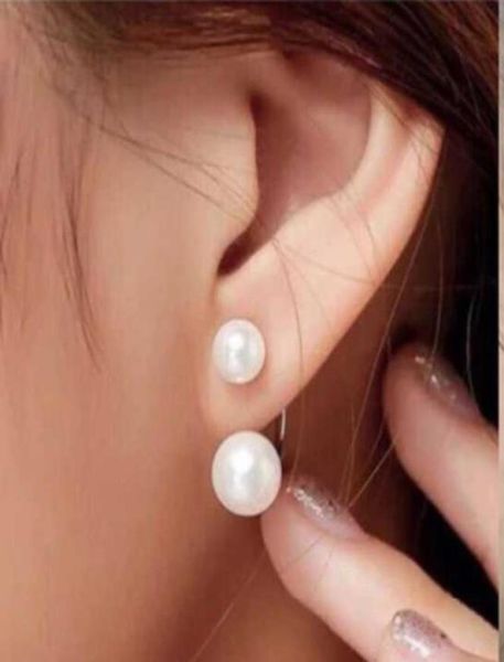

simple elegant freshwater pearl earrings for women 925 sterling silver 8mm 10mm 12mm size pretty wedding jewelry big promotion2142663, Golden;silver
