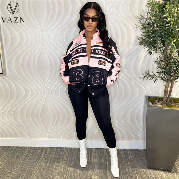 

womens jackets vazn autumn winter loose young overalls baseball stand neck full sleeve fashion women short outwears 230810, Black;brown