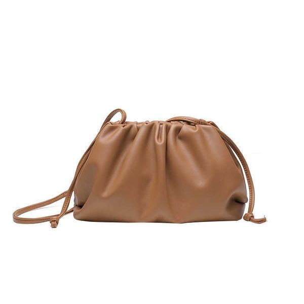 

leather women's bag new cloud pleated shoulder cross body leather dumpling with real logo