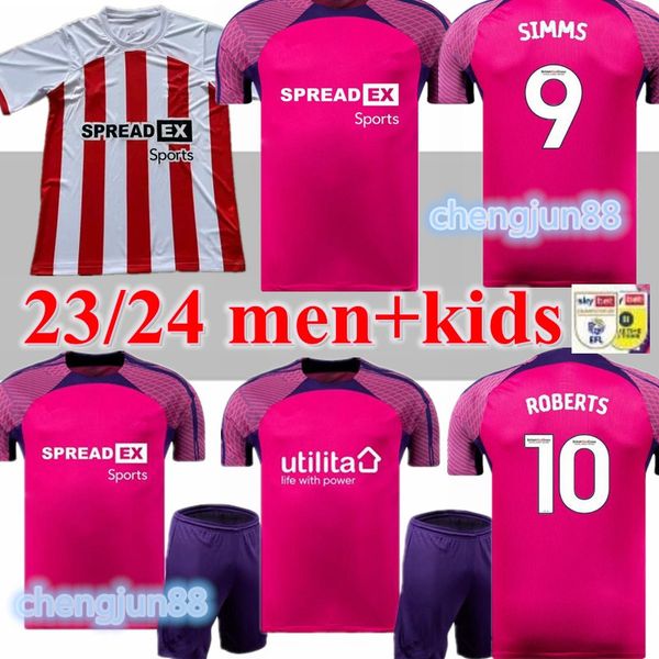 

23 24 sunderland soccer jerseys stewart simms roberts amad clarke dajaku embleton evans o'nien 2023 2024 football shirt pritchard mens, White;black