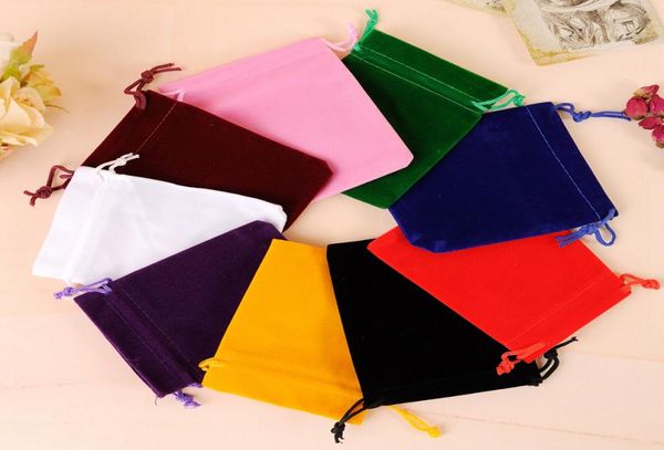 

whole customized logo 50pcslot 7x9cm dark red luxury jewelry velvet pouches drawstring gift bags8596417, Pink;blue