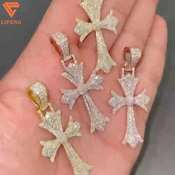 

selling fashion hip hop ice out moissanite jewelry cross jewelry pendant, Silver