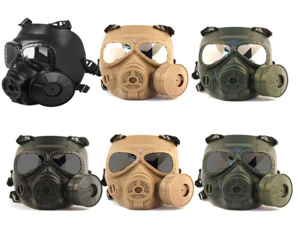 

tactical pc lens mask airsoft paintball shooting face protection gear full face with air filtration fan7716992