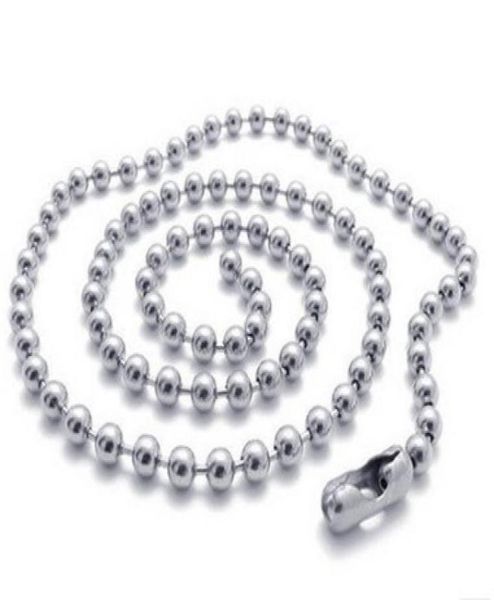 

100pcs 24mm 50cm 60cm 70cm silver tone ball beads beaded necklace chain 1211627