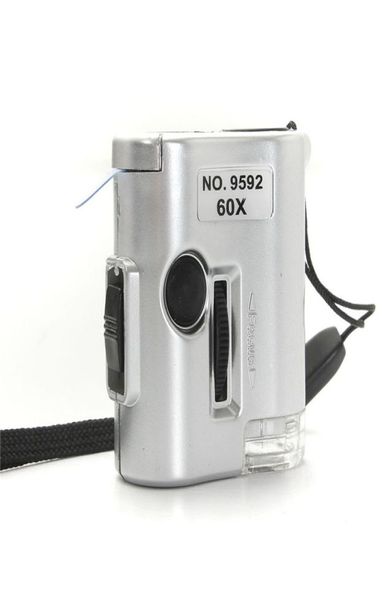 

mini 60x microscope illuminated magnifier glass jeweler loupe lens with led uv light watch repair tool9796555