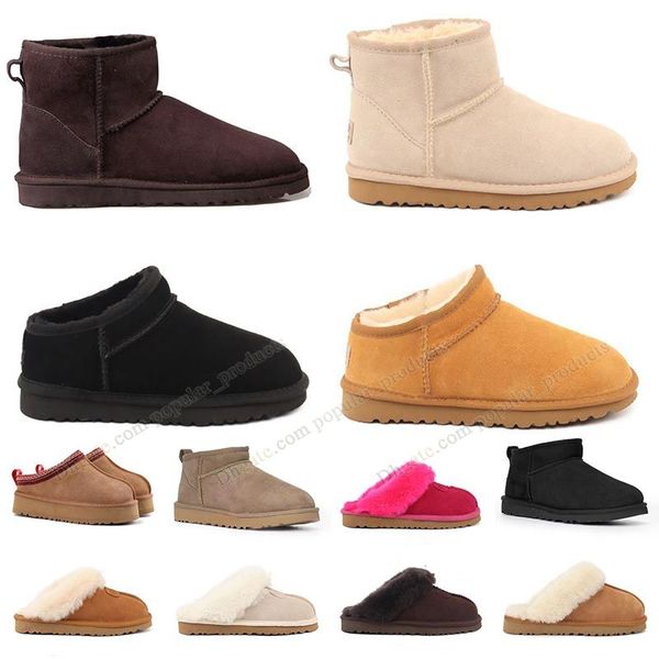 

ultra mini girl wgg low boot for woman uggz boots slippers short tasman chestnut fur furry slides toddler women white red platform winter sl, Black;grey