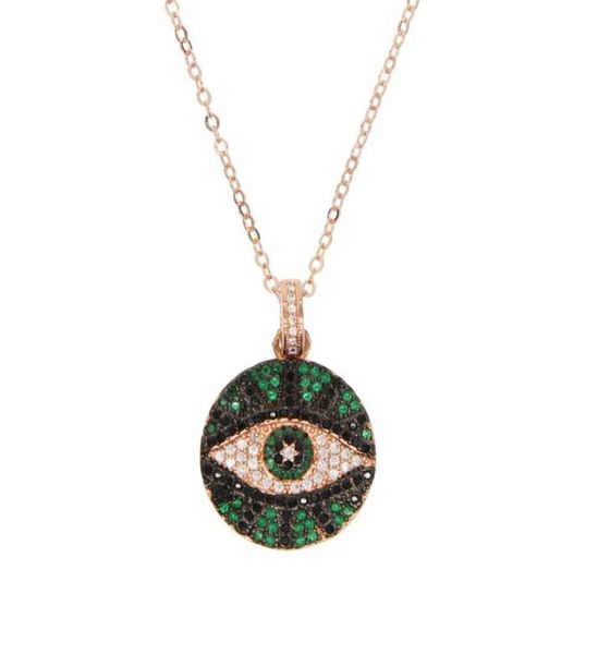 

fashion cute evil eye pendant necklaces for women paved green black cubic zirconia crystal charm nice pendants jewelry rose gold622251450, Silver