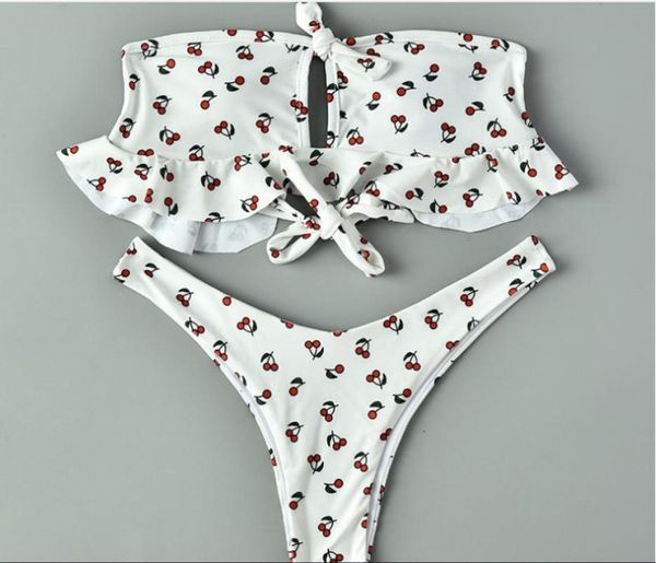

women039s swimwear cherry cute swim set women summer kawaii print bikini pink white clothes7992721, White;black