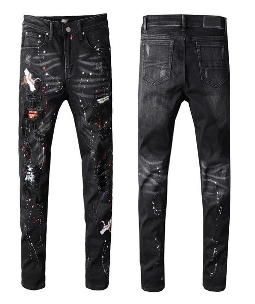 

mens designer jeans men women fashion motorcycle biker ripped jeans embroidery mens skinny jeans pants size 28407254172, Blue