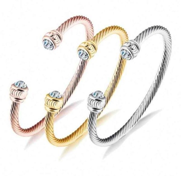 

stainls steel jewelry ed cuff bangle wire cable bracelet296y70202095671351, Golden;silver