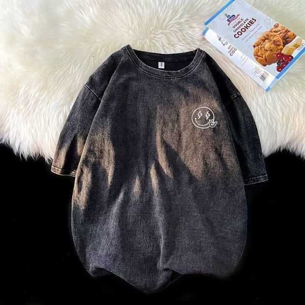 

men's t-shirt trend large size do old washed graffiti retro hellstar short sleeve couple niche fashion and women's tech fleece han, White;black