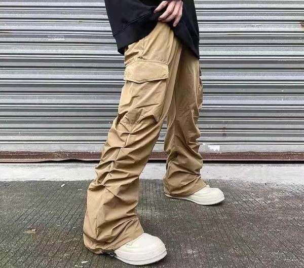 

pockets casual cargo pants men straight loose overalls hip hop couple trousers99481546696274, Black
