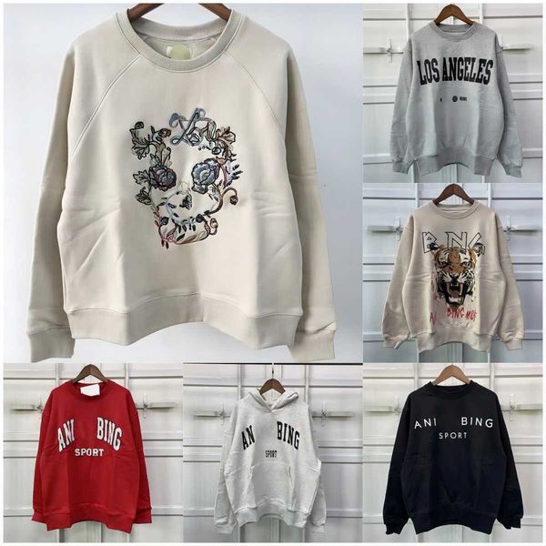 

city women's hoodies sweatshirts anine bings women pullover sweatshirt new embroidery letter burst fleece sweater printed wash neck fem, Black