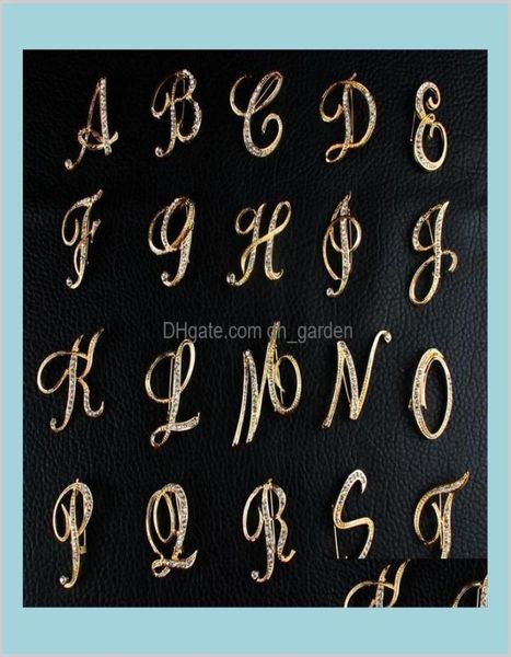 

fashion 26 english letter pins sparkling crystal silver plated alphabet uv3ex brooches x7ge15424433, Gray