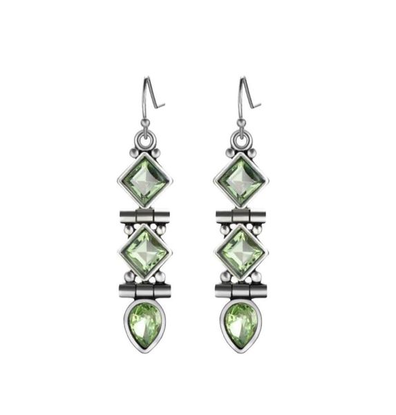 

new green quartz long paragraph chandelier earrings luckyshine retro silver geometric earrings wedding fashion jewelry for women4231276