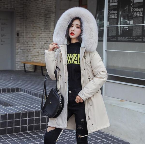 

zqlz winter coat women warm thick long parka donna cotton dames jassen winter hooded faux fur collar womens jackets 2012033843395, Black