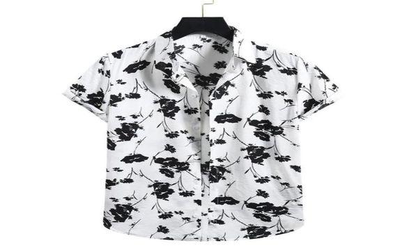 

beach shirts men summer vacation camisas para hombre white printed short sleeve button down hawaiian shirts for men blouse7349734, White;black