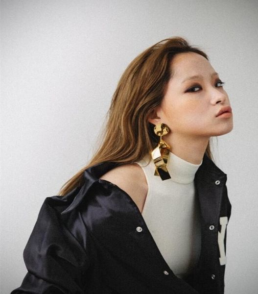 

fashion brand vintage metal leaf stud earrings for women punk jewelry gold ball earrings pendant club party bijoux accessories3157056, Golden;silver