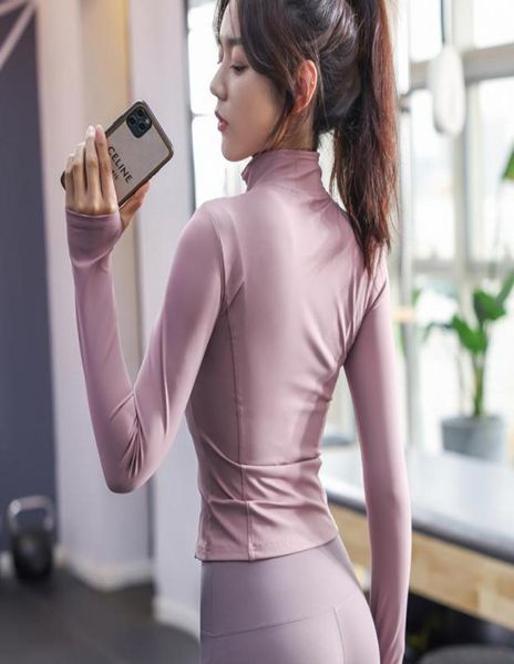 

l legging style yoga outfit tracksuit autumn and winter workout womens quickdrying stretch tights running exercise coat zipper ca1198076, White;red