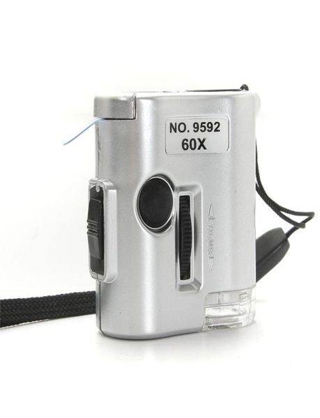 

mini 60x microscope illuminated magnifier glass jeweler loupe lens with led uv light watch repair tool5687774
