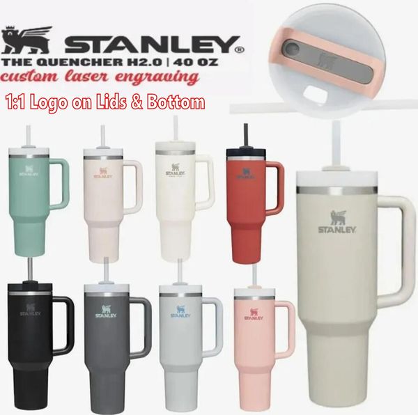 

dhl stanley new 40oz dune h2.0 stainless steel tumblers cups with silicone handle lid straw 2nd generation big capacity travel car mugs vacu