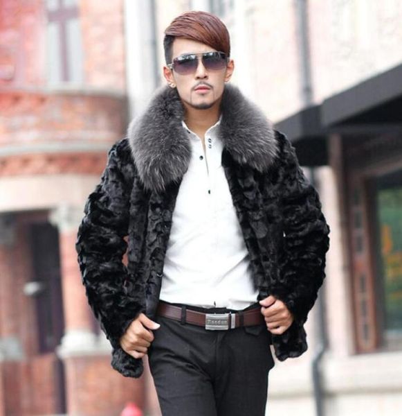 

black stand collar warm short faux fur coat mens leather jacket men coats villus winter thermal outerwear british style3981918