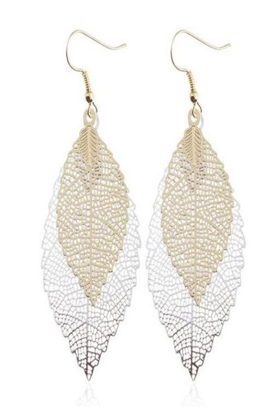 

vintage leaves drop earrings luxury boho bohemian leaf dangle earrings hollow out earrings for women new fashion jewelry gb4323121372, Silver