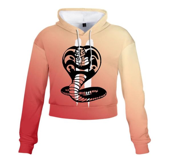 

karate kid cobra kai crop hoodie harajuku cropped sweatshirt streetwear hip hop long sleeves pullover sudaderas mujer2381676, Black