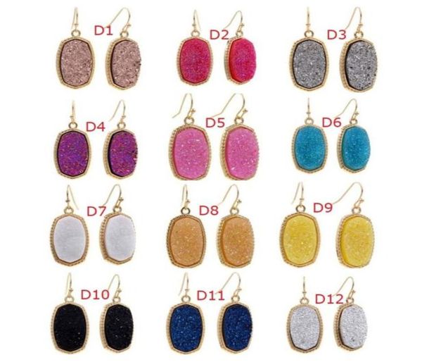 

resin hexagon druzy drusy earrings designer oval fashion dangle earrings for women jewelry party wedding festival gift6825673, Silver