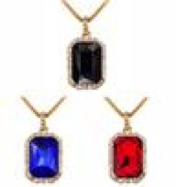 

mens hip hop 18k gold plated iced out pave blue red black ruby stone pendant box chain necklace hip hop jewelry men box necklace w3709328, Silver
