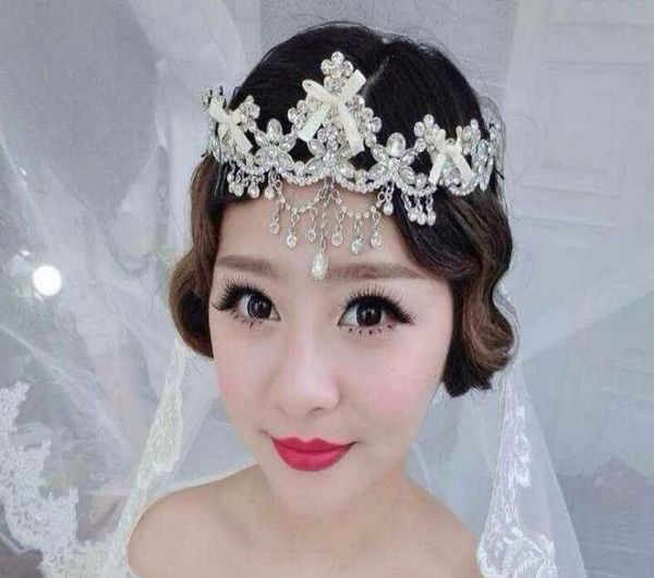 

new shining beaded crystals wedding crowns bridal crystal veil tiara crown headband hair accessories party wedding tiara 6929275, Silver