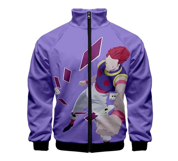 

anime hunter x hunter hisoka womenmen hoodies sweatshirt 3d printed stand collar zipper jacket casual sportswear streetwear4255017, Black;brown
