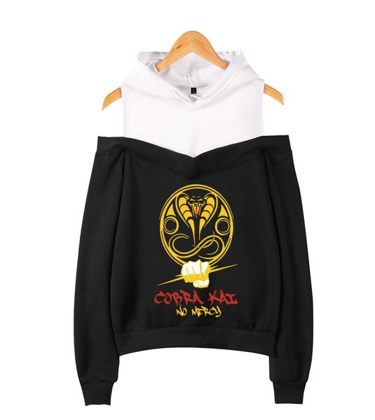 

the karate kid cobra kai women hoodie sweatshirt harajuku streetwear hip hop long sleeve off shoulder fleece hooded jacket6456634, Black