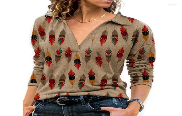 

women's blouses elegant print women blouse 2022 fashion long-sleeved turn-down collar pullover casualady office shirt vintage loose str, White