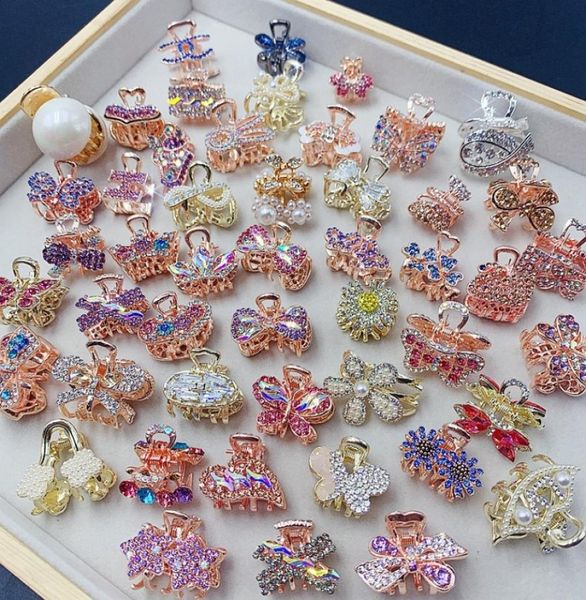 

shinny colorful zircon small hair clips fashion pretty catch clip pearl czech rhinestones hairgrips headdress randomly styles5486416, Golden;silver