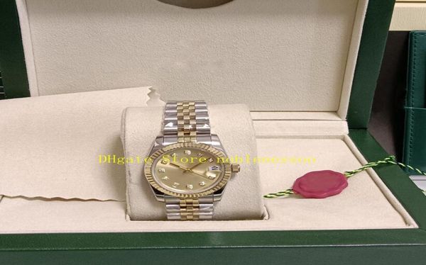 

16 style real po with box ladies automatic watches women 31mm steel yellow gold diamond champagne dial bracelet mechanical lady7430150, Slivery;golden