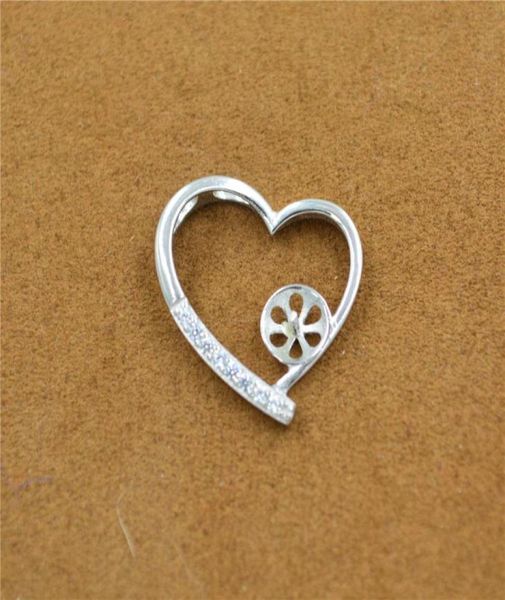 

s925 pure silver heartshaped pendant pearl necklace diy mount empty silver holder accessories manufacturer direct s dz0463364241, Slivery;crystal