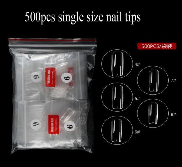 

500pcs box 200pcs nontrace nail tips single number size full hlaf cover clear natural nail tip rounded false tips fake nail dropl4362156, Red;gold