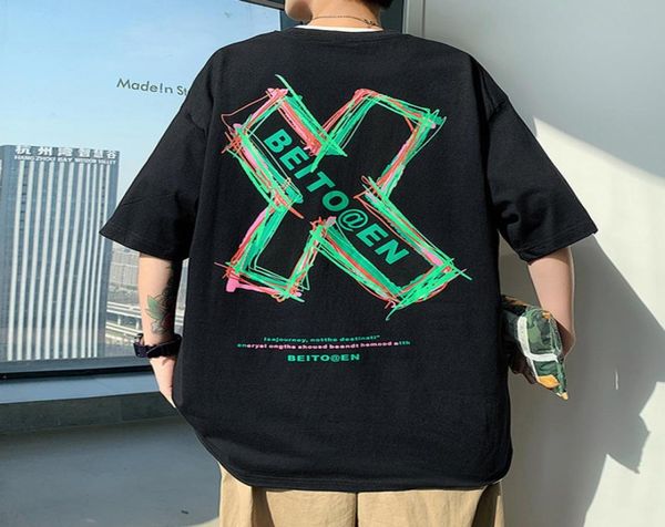 

men tshirts fashion tees mens hiphop printing oversize short sleeve summer tshirts male streetwear clothing9021057, White;black