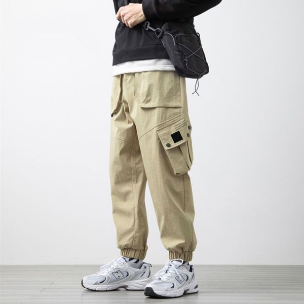 

mens pants stone two color large tooling heavy industry washing overalls loose couple style 230809, Black