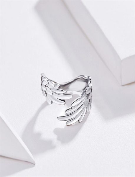 

sterling silver s925 open ring with platinumplated feather wings adjustable polished craftsmanship comfortable to wear fashio8841740, Golden;silver