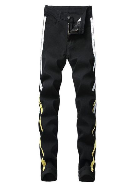 

mens skinny jeans clothes spring denim cotton straight hole trousers distressed jeans pants denim male black3817898, Blue