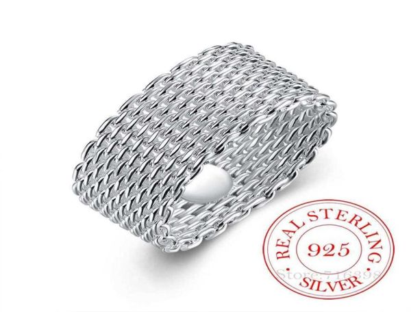 

100 925 sterling silver rings for women silver weaving wide ring whole personality fashion ol woman girl party wedding gift q191845441867