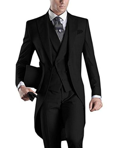 

wedding suit for man custom made 2018 morning long jacket tailcoat 3 pieces man slim fit suit black groom tuxedo suit bridegroom4913270, Black;gray