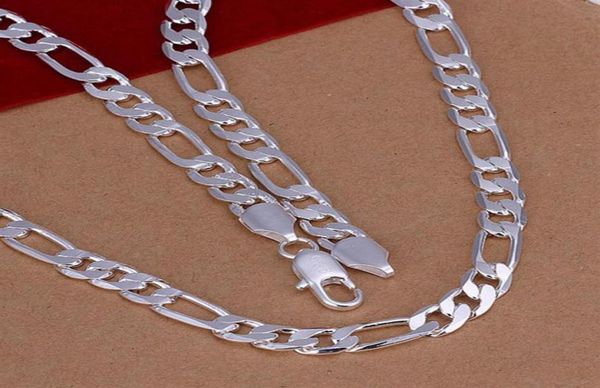 

fashion sterling 3 1chain chain necklac link italy xmas fine 925 silver 8mm 18inch necklace for men women n01825411986